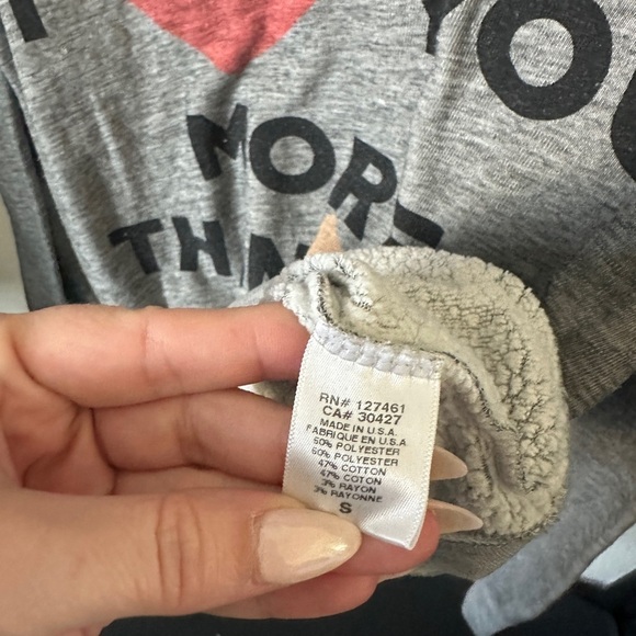 Wildfox grey I love you more than pizza graphic pullover v neck sweatshirt - Picture 3 of 4